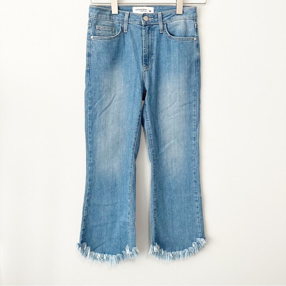 Just black denim bootcut frayed hem blue jeans size 26